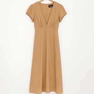Reformation Light Pink/Nude  Deep V-Neck Midi Dress (Hemmed for Petite Fit)